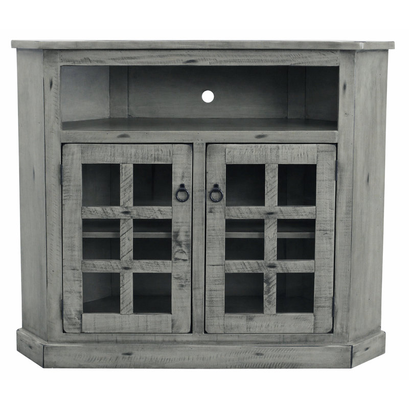 Campos Unfinished Corner TV Stand for TVs up to 55", Rustic Light Blue