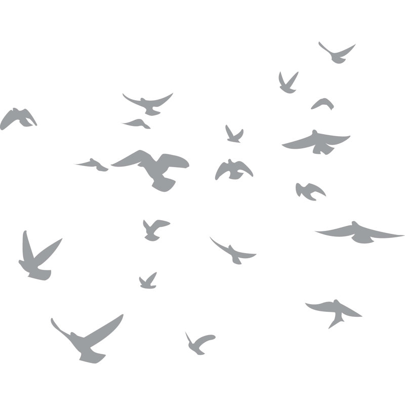 Décalcomanie murale silhouette d’oiseaux, Gris