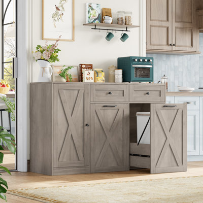 Tilt Out Trash Cabinet, Free Standing Kitchen Storage Cabinet, For Kitchen Living Room