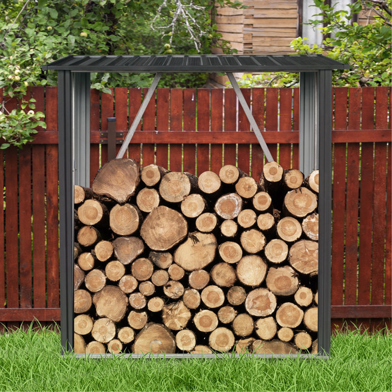 Spacious Outdoor Firewood Rack For Efficient Wood Storage And Protection, 64.25" H x 35.25" W x 60.75" D