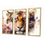 Portrait de tigre avec fleurs I - reproduction de 3 pièces sur toile-87930004-87930007