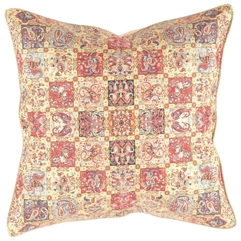 Square Pillow Cover & Insert, 20" H x 20" W, Beige/Rose Oriental
