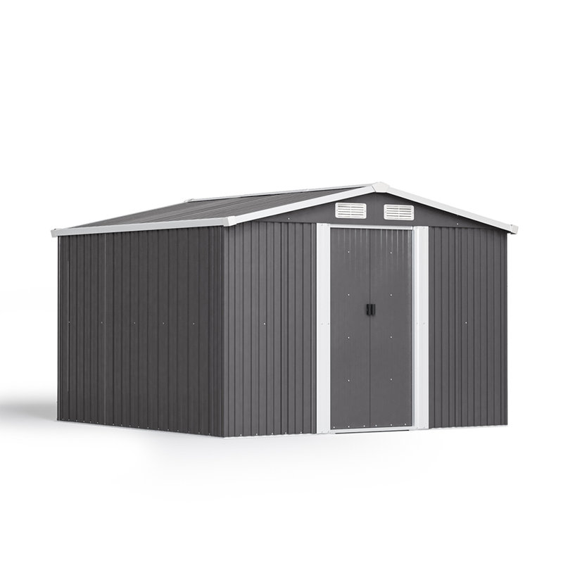Ajnag 8ft. W x 8ft. D Metal Tool Shed, Carbon Black