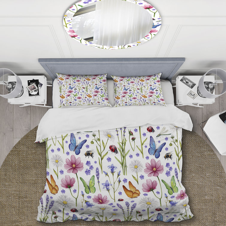 Rue Floral Cotton Bedskirt Duvet Cover Set – Qbedding