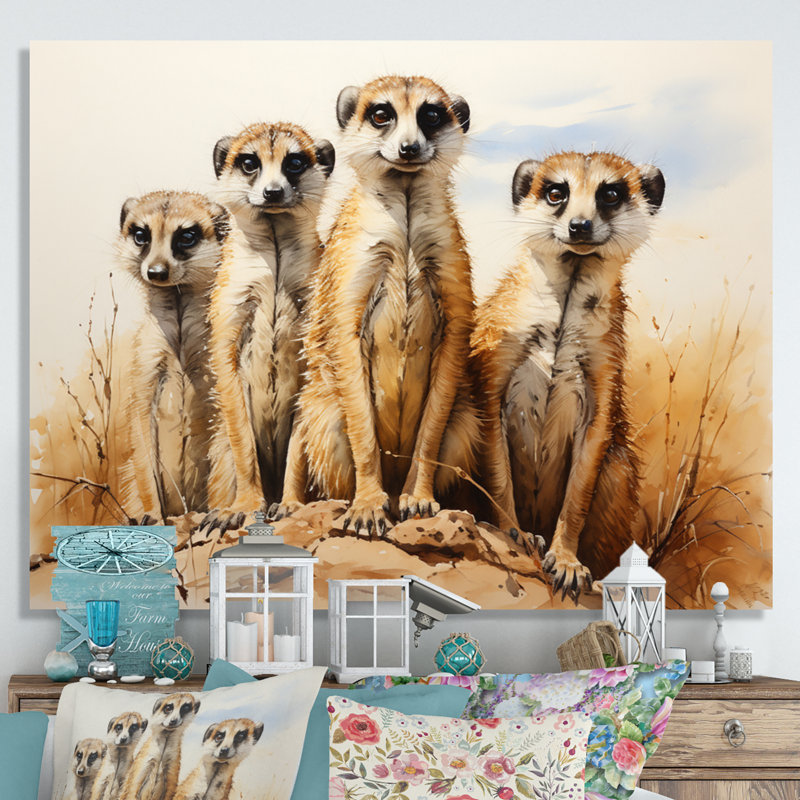 Impression sur toile, "Afrique suricate", H 16 po x l 32 po x P 1 po, Toile tendue