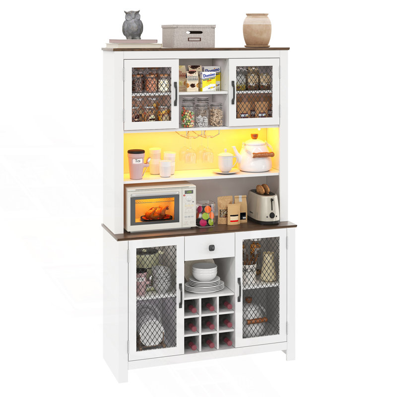 Armoire de cuisine, armoire de rangement rustique, Blanc