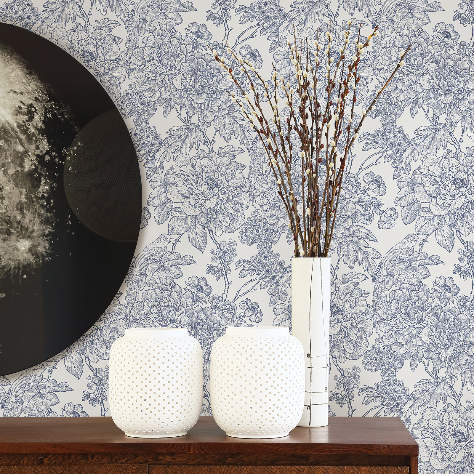 Viola Floral Wallpaper, Blue
