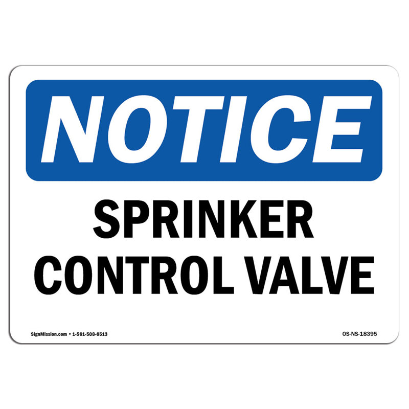 Sprinkler Control Valve Sign