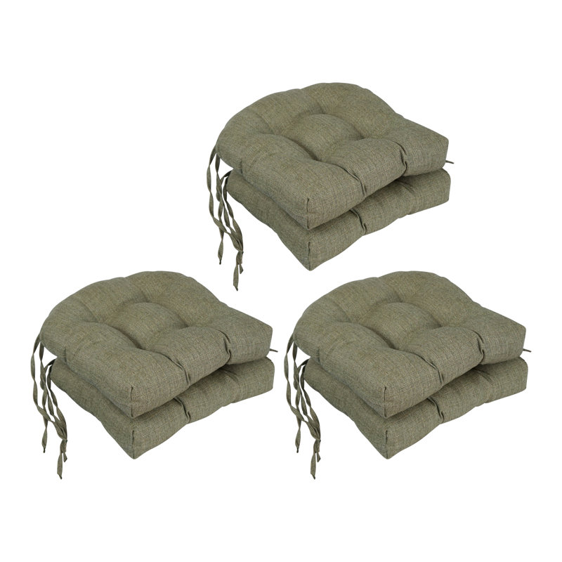 16-Inch Rounded Back Woven Olefin Tufted Outdoor Chair Cushions (Set Of 6), Sage Green