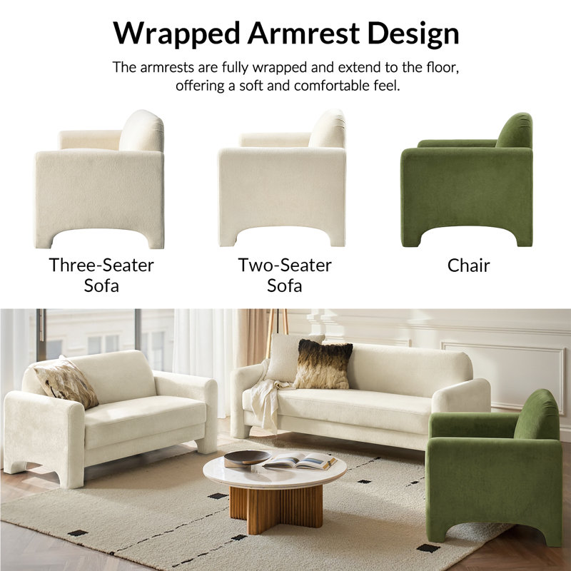 3 - Piece Living Room Set, Ivory