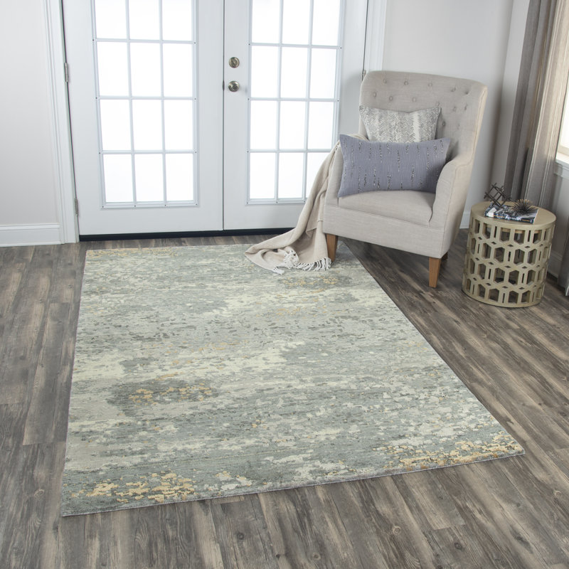 Tapis gris/blanc en laine tissée à la machine Brubaker, Tapis de couloir beige