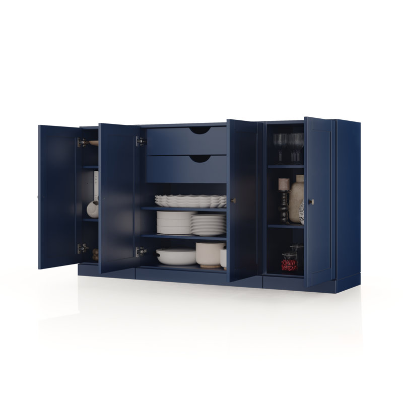 Buffet 65% avec portes Shaker, 2 tiroirs et tablettes réglables Palace Imports, Marine