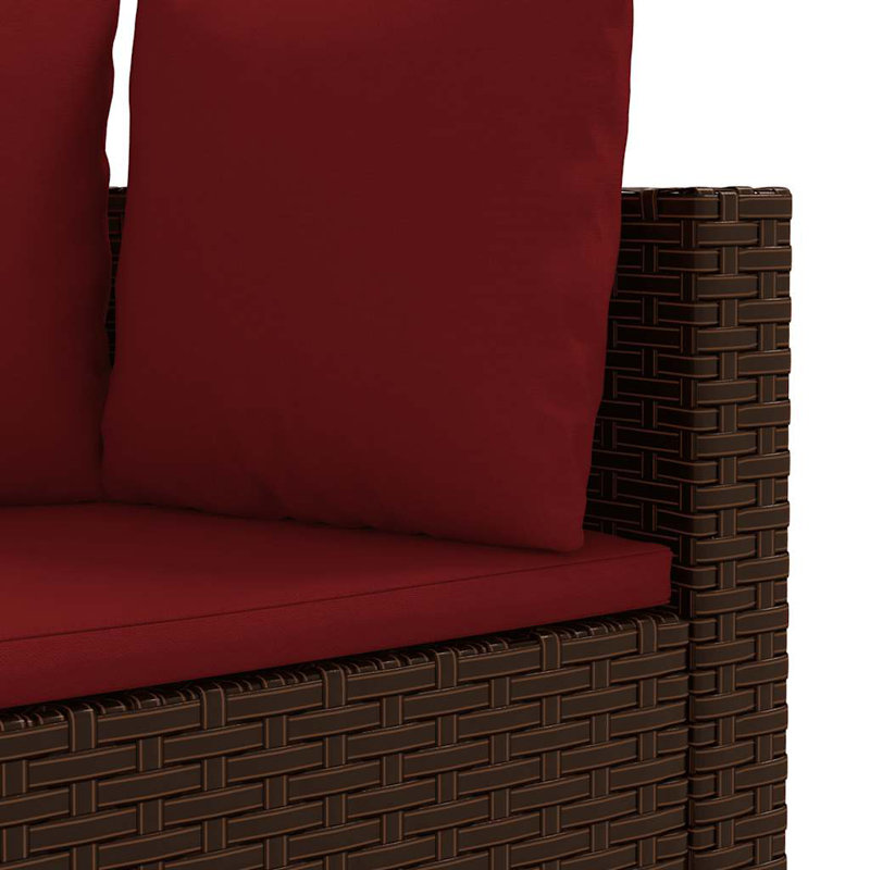 Ensemble de canapés de patio Vidaxl, ensemble de 10 grands pieds réglables en rotin brun PE, Brun, Rouge cannelle