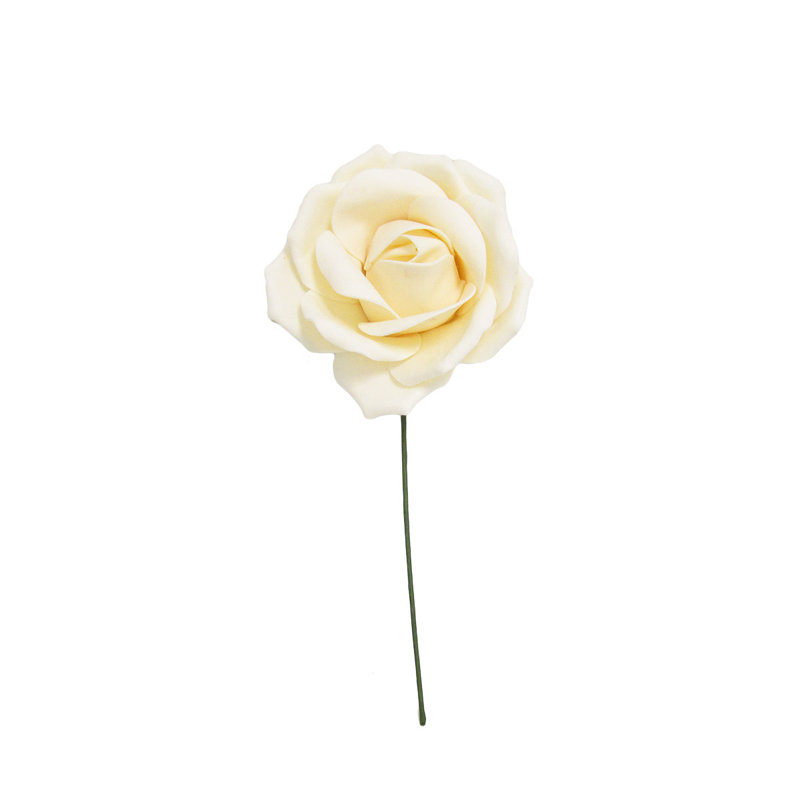 Grande tige rose en mousse, H 8 po x l 8 po x 4,25 po, Blanc crème