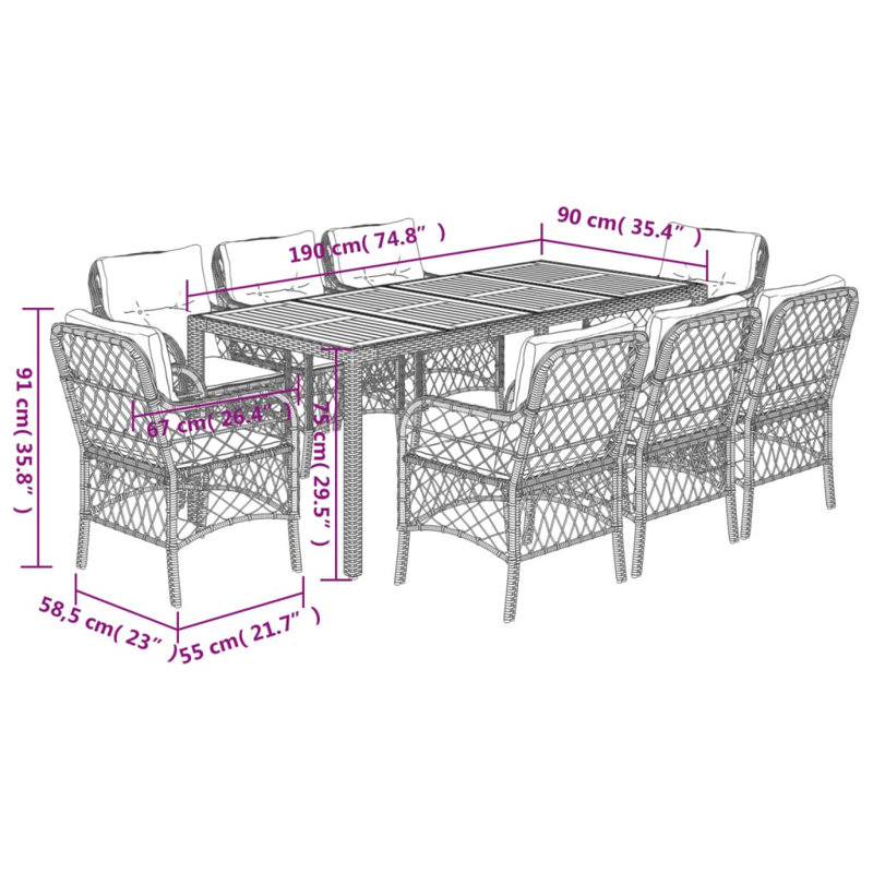  Garden Dining Set Grey
