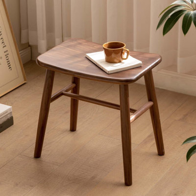 Tabouret de maquillage en noyer massif