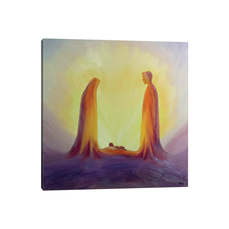 Mary And Joseph Look With Faith On The Child Jesus At His Nativity, 1995 by Elizabeth Wang - Painting on Canvas