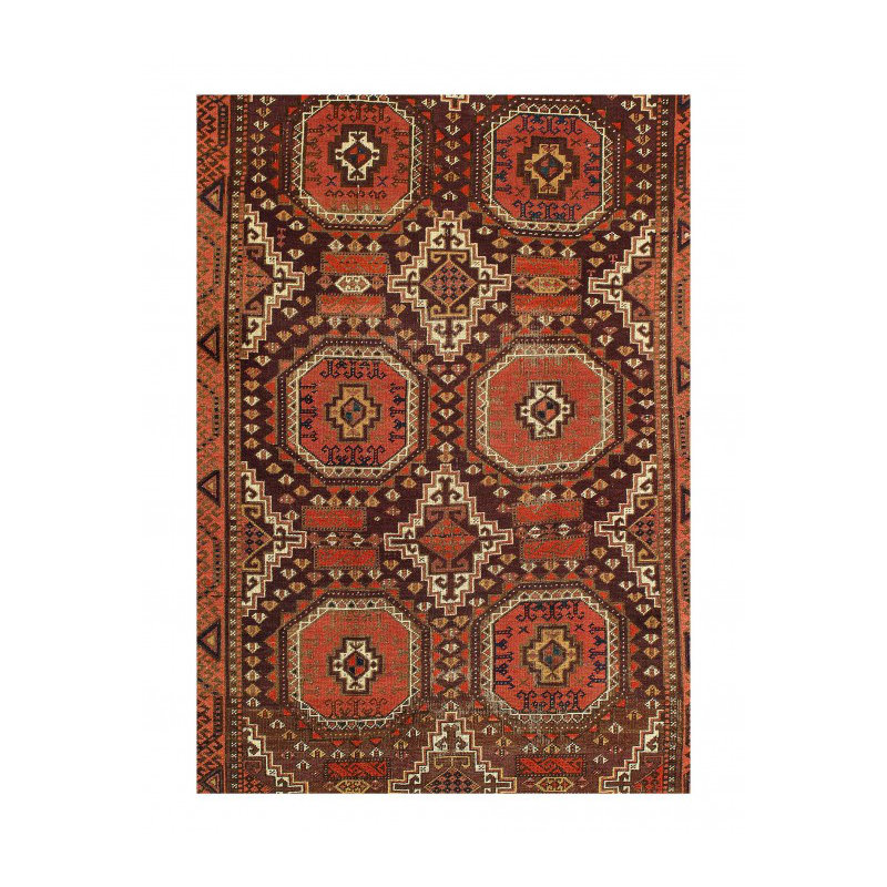 Tapis afghan rétro noué à la main 3 pi 4 po x 6 pi 1 po