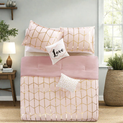 Ultra Soft Microfiber Bedding Sets, Modern Metallic Blush Home Style