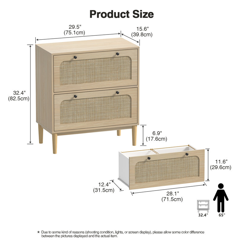 Cassiday 30'' Wide 2 -drawer File Cabinet With Adjustable Hanging Bar, Oak