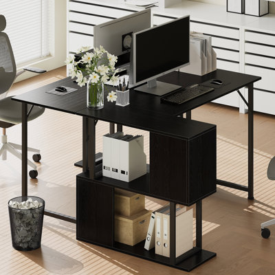 Zenira Industrial L-Shaped Desk with Storage Shelves,48 Inch Corner Computer Gaming Desk PC Laptop Study Table Workstation Wtiting Desk with Bookshelf by 17 Stories