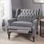 Fauteuils inclinables: Fauteuil inclinable surdimensionné à oreilles avec garniture cloutée | Gris anthracite | Tissu-442293309