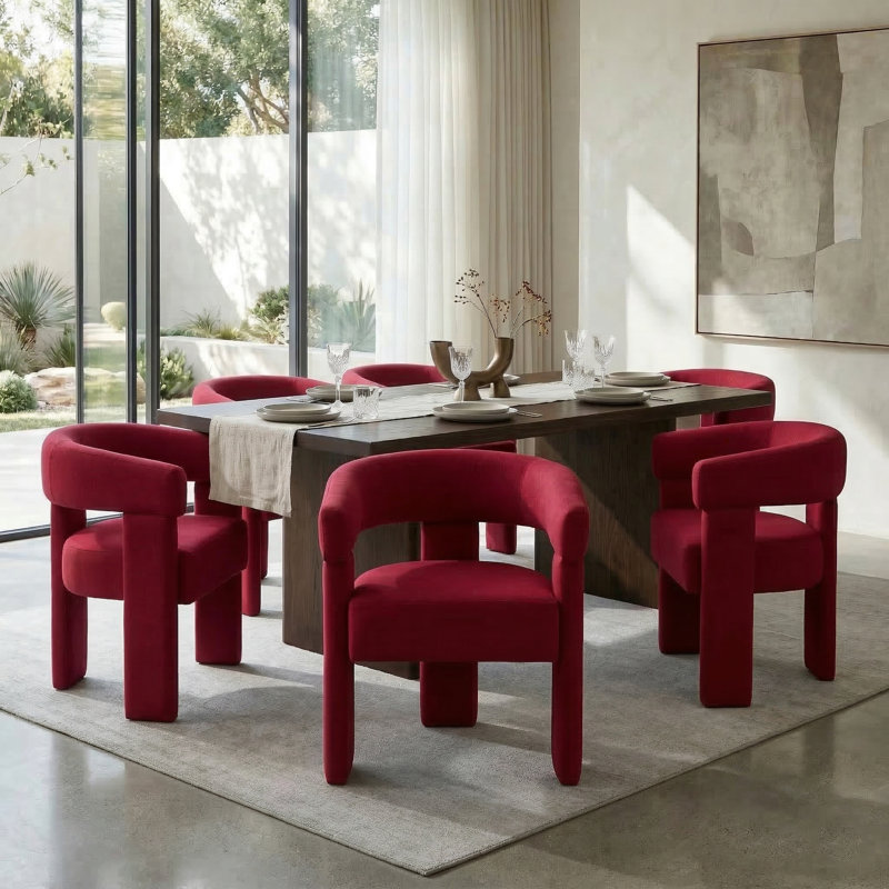 Chaise légère et luxueuse en velours, Rouge