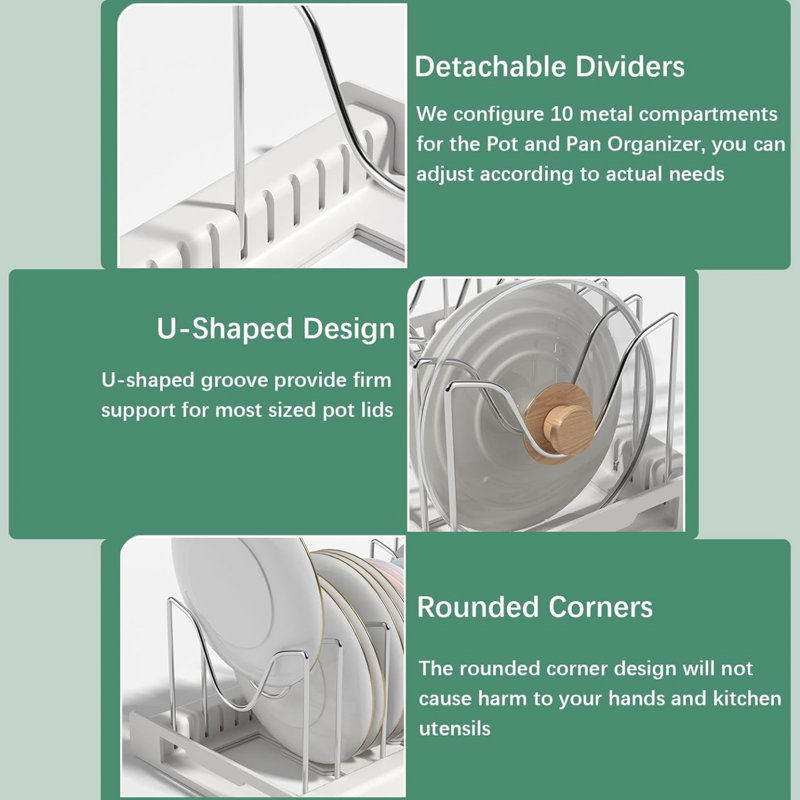 Expandable Pots and Pans Organizer Under Cabinet,Set of 2