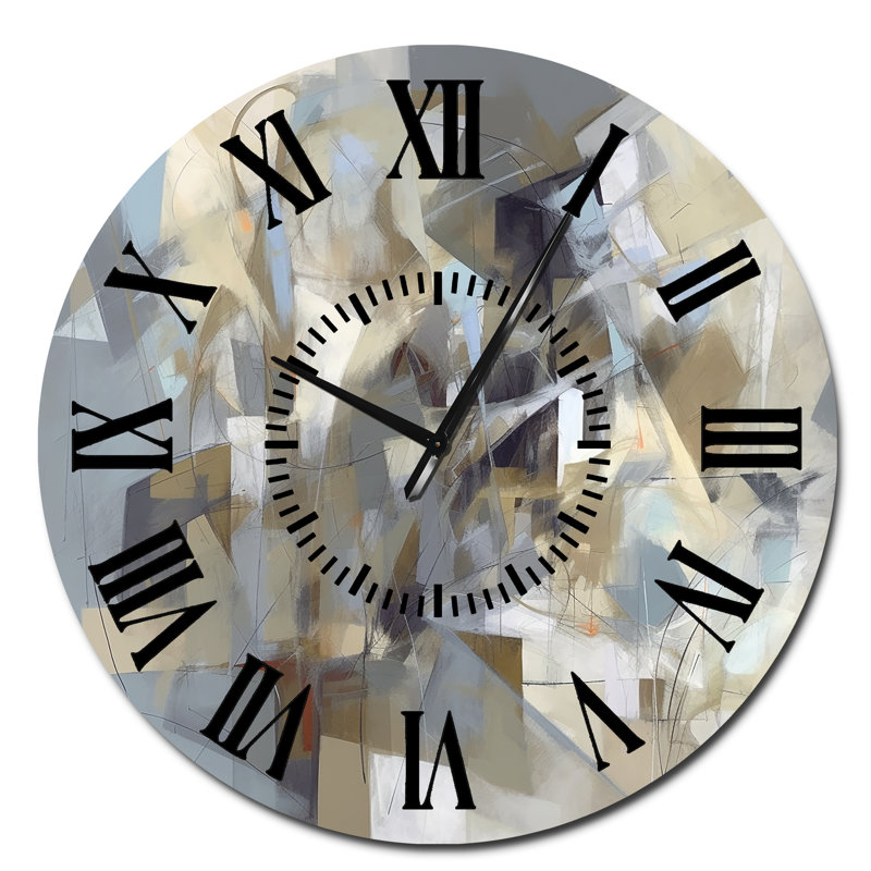 Horloge murale beige et grise, Surdimensionné