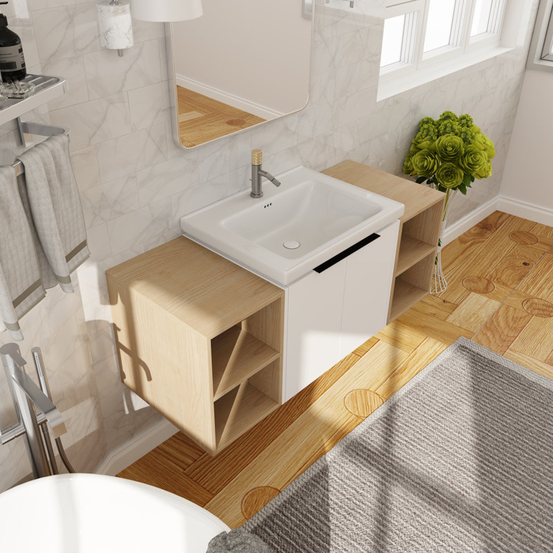 Meuble-lavabo mural simple 47,84 po avec plateau en céramique Donji