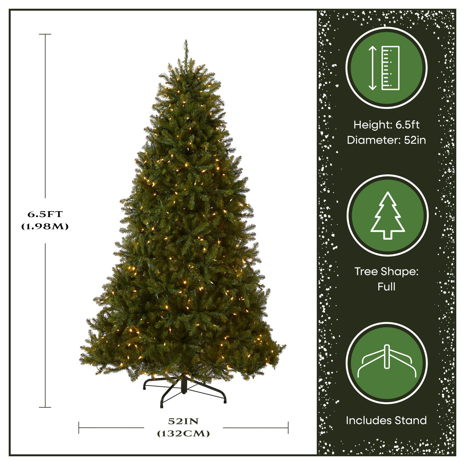 Leterra Dunhill 12' Pre-Lit Fir Christmas Tree, 6.5' 
