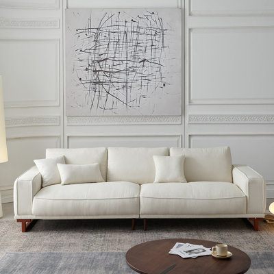 Canapé modulaire blanc en coton et lin