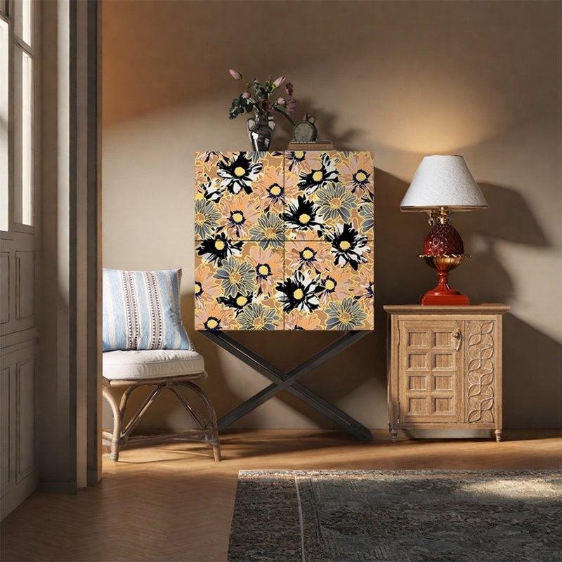 Four Door Storage Cabinet with Wide Top