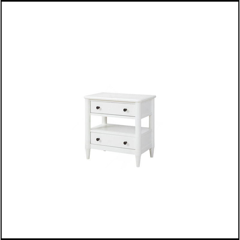 Open Nightstand With 2 Drawers, White