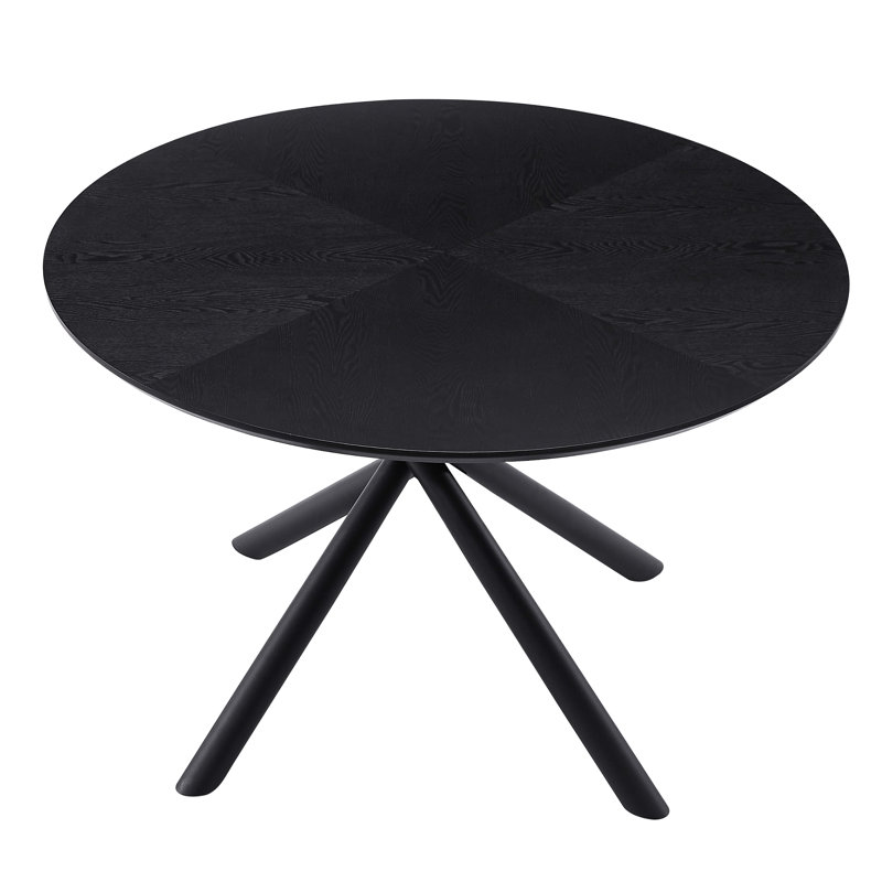 Table moderne moderne de 46,41 po, base en métal, noir, design élégant et rond de 46,41 po, et élégant, noir