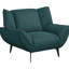 3 avec revêtement bleu sarcelle, style Mid-Century, dossier évasé et serré en bleu, design, accoudoirs, support de coussin non amovible