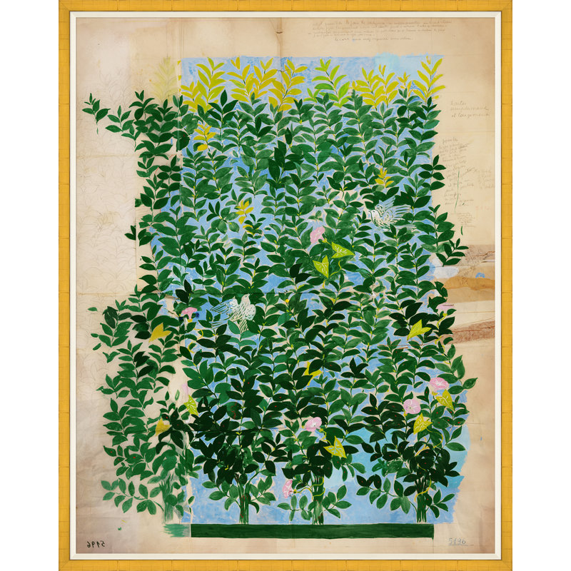 Green Leaves Print by Paule Marrot, 54" H x 43" W x 1.25" D, Gold Framed