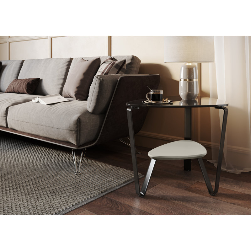 Dino Glass End Table, Stone