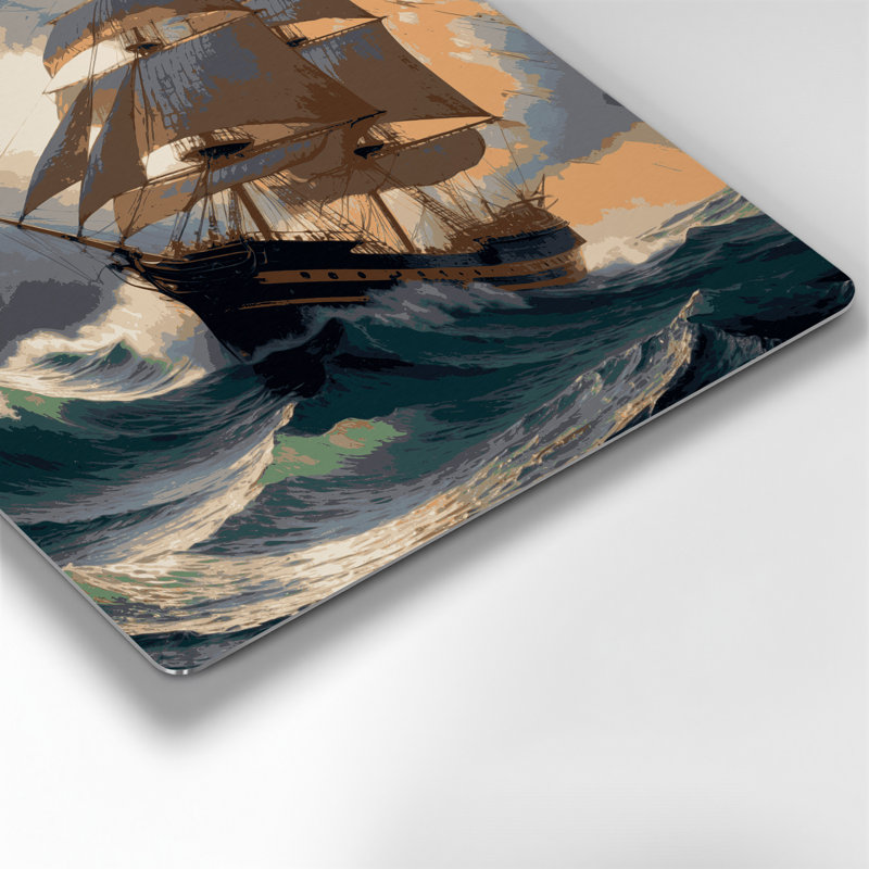 Art mural noir nautique traditionnel maritime, H 8 po x l 8 po
