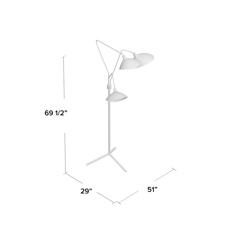 Lampe sur pied à branches 70 po Hopson, Blanc