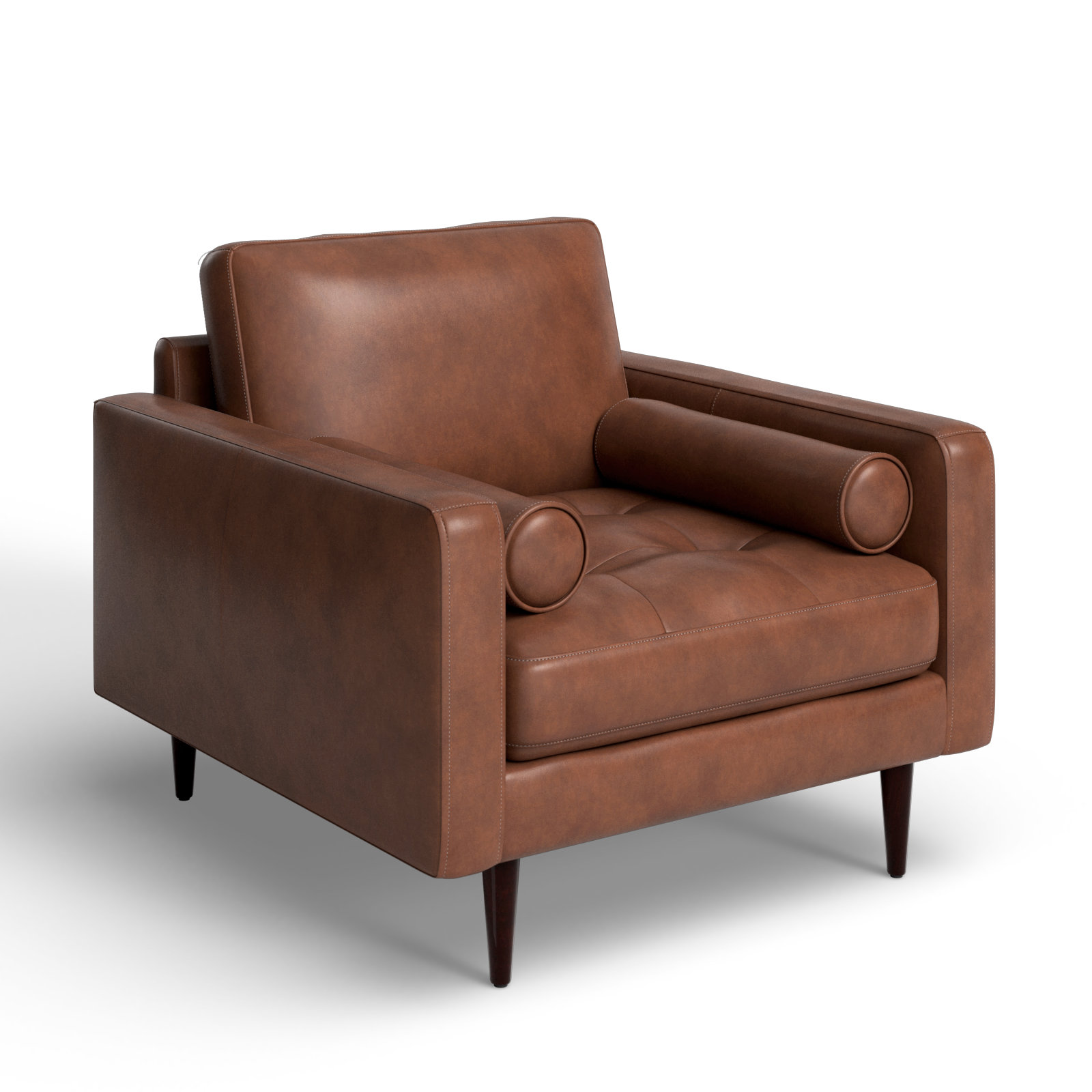 Arlo Genuine Leather Armchair, Vintage Brown Top Grain Genuine Leather