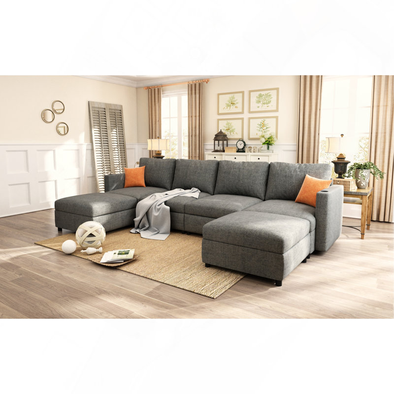 Modern Large Sectional Sofa, Gray