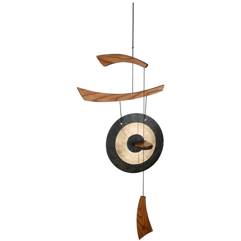 Carillon empereur gong, H 34 po x l 10 po x P 2,8 po, Teck