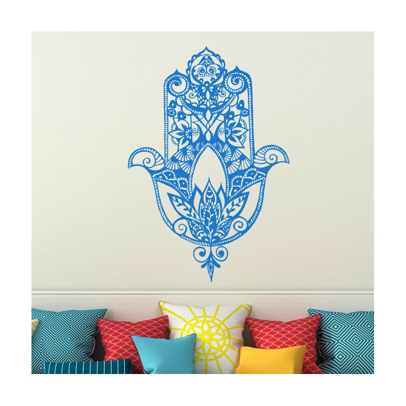 Décalcomanie murale main fatima, Bleu givré, H 32 po x l 22 po