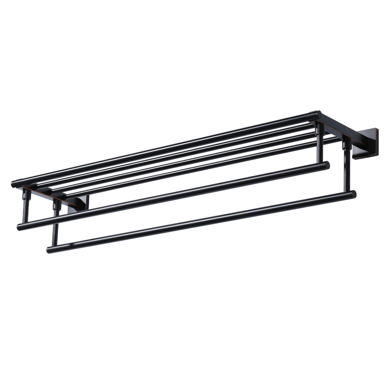 Porte-serviettes mural double en acier inoxydable au fini bronze huilé, Bronze frotté à l'huile, 32"