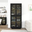 Armoire de rangement avec 4 portes en verre et poignées en métal