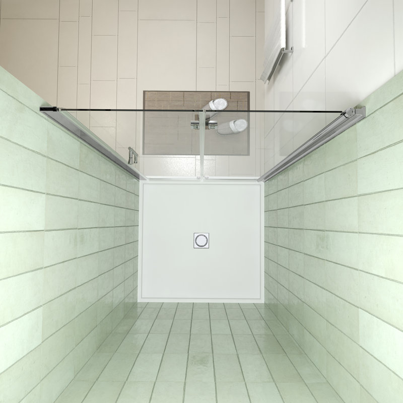Porte de douche pliante sans cadre 32 "- 33 3/8" x H 72 "avec verre trempé transparent 1/4" (6mm), Chrome