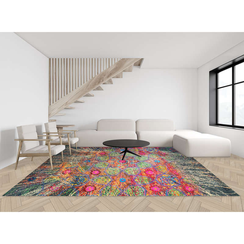 MOHI47041MUMU Wool Floral Area Rug, Rectangle 10' x 14'