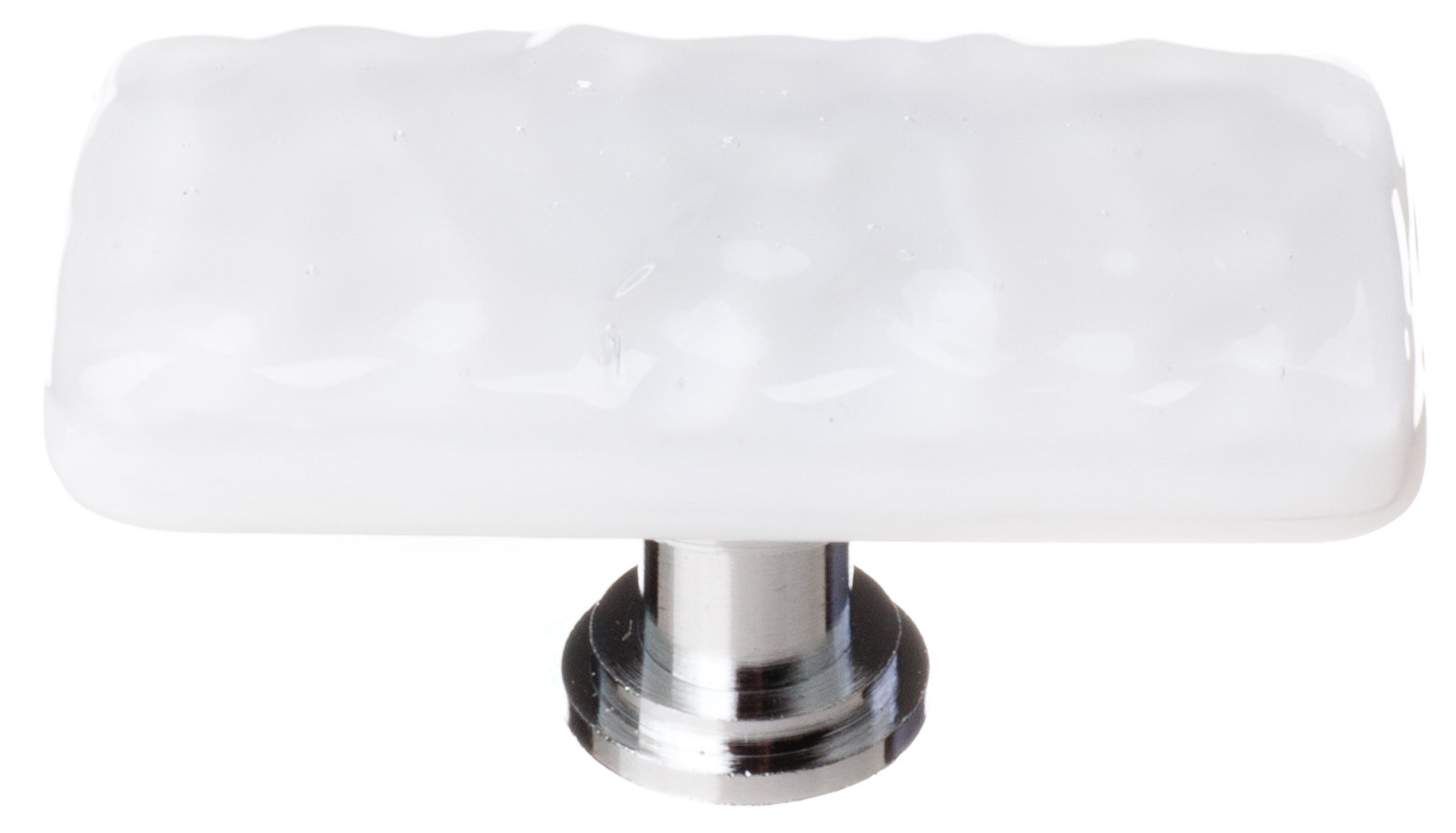 Glacier Rectangular Cabinet Knob, White/Polished Chrome