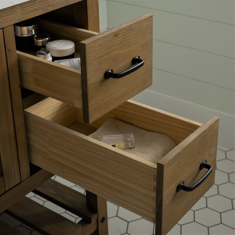 Meuble-lavabo simple 36 po Radstock, Naturel antique, Blanc de Carrare